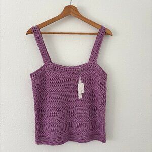 Vince Purple Crocheted Tank Top